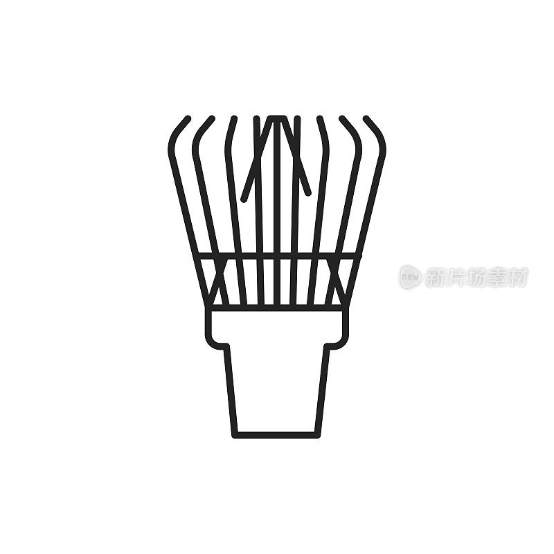 Bamboo whisk for chasen tea color line icon. Pictogram for web page, mobile app, promo.